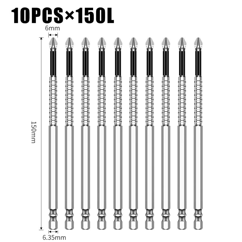 Non-Slip Magnetic Cross Head Screwdriver Bits - K5, 25-150mm Lengths