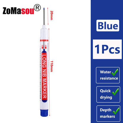 Waterproof Deep-Hole Marker Pens – 20mm Long Head, Carpenter Set