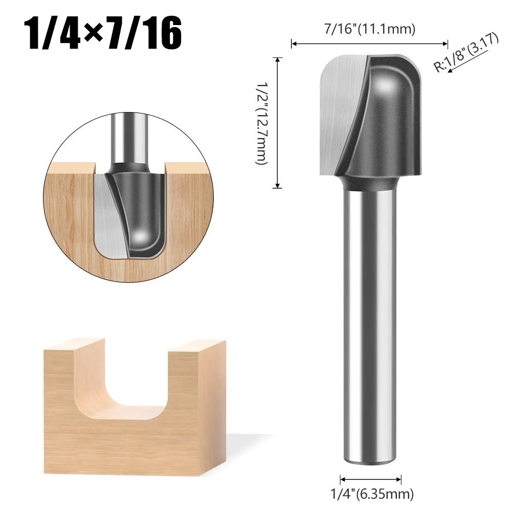 Round bottom double arc router bit with 6mm, 1/4in and 12mm shank - image 9 of 25