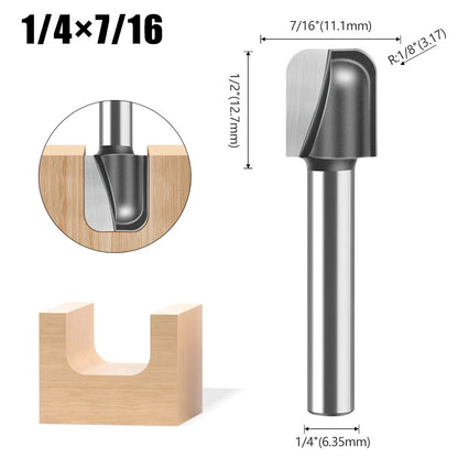 Round bottom double arc router bit with 6mm, 1/4in and 12mm shank - image 9 of 25