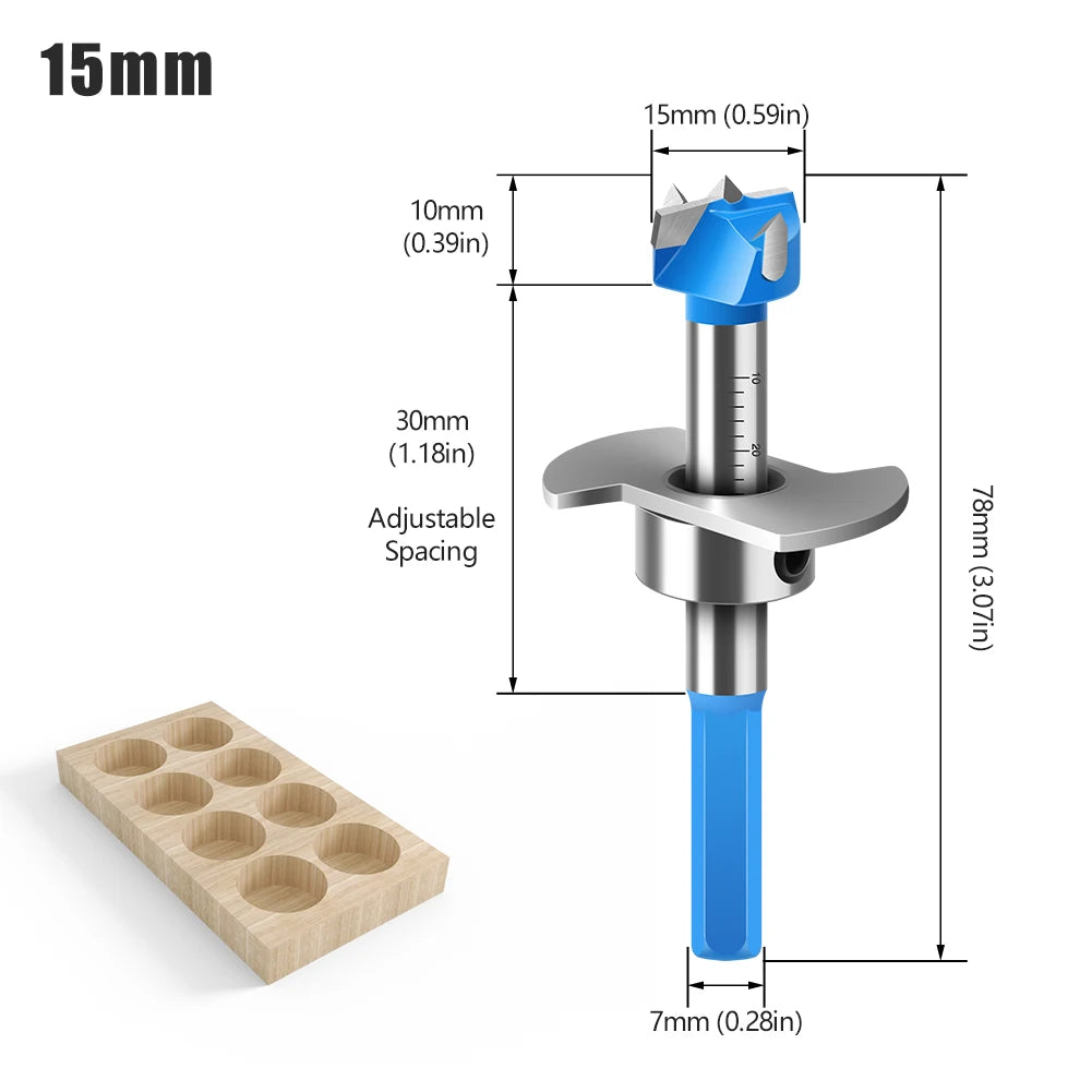 Positioning Hinge Boring Bit - 15-35mm Forstner Hole Opener Set