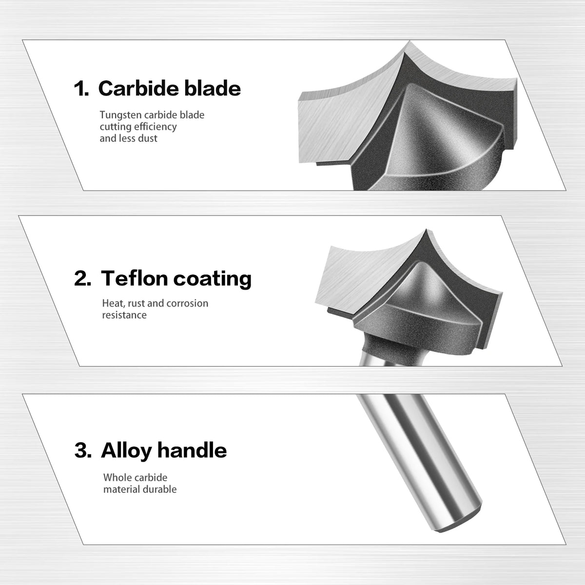 Straight flat bottom router bit with 6mm, 1/4in, 12mm and 1/2in shank - image 3 of 25