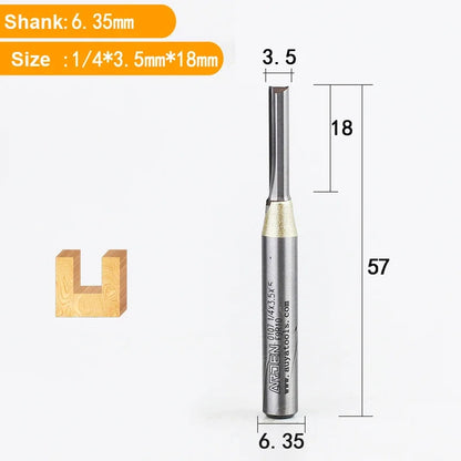 TCT Straight End Mill Router Bit - 1/4in Shank