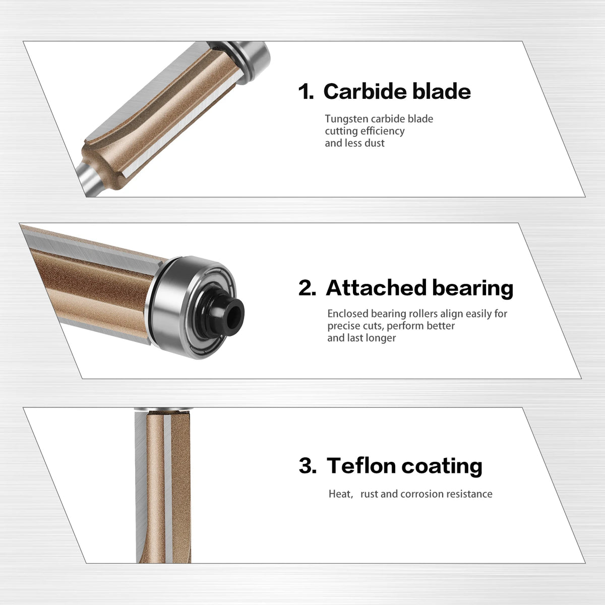 Router bit size chart, shank and cutting diameter options