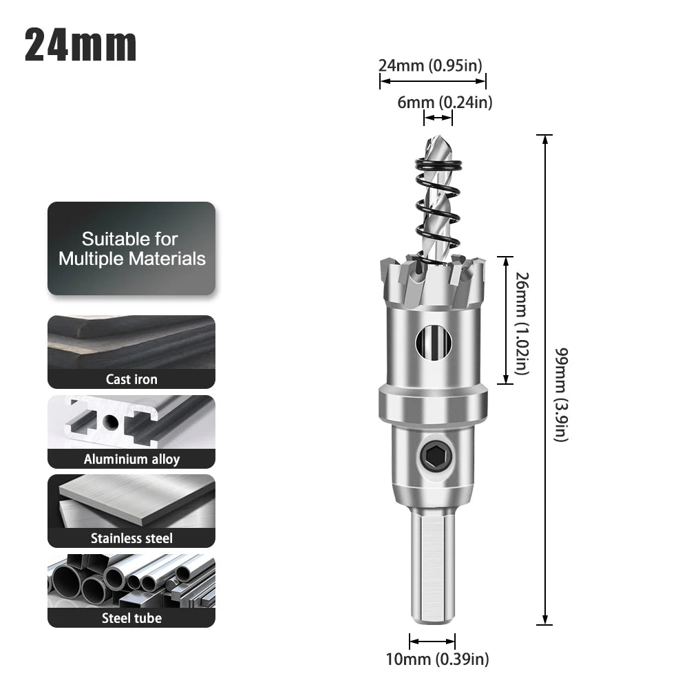 TCT Carbide Hole Saw - 12-70mm Single Cutter for Stainless Steel & Metal