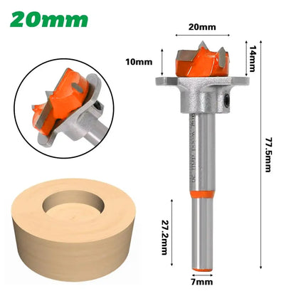 Carbide-tipped hinge boring bit cutting edge detail