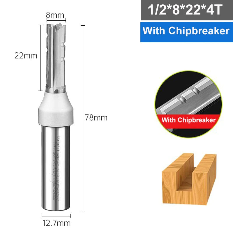 Tideway 4-Flute TCT Straight Router Bit – CNC Carbide Milling Cutter