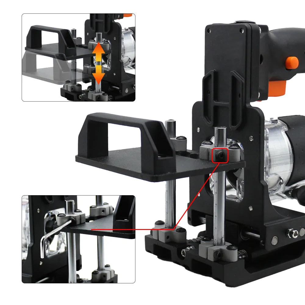 Close-up of the invisible fastener jig's precision guide rail