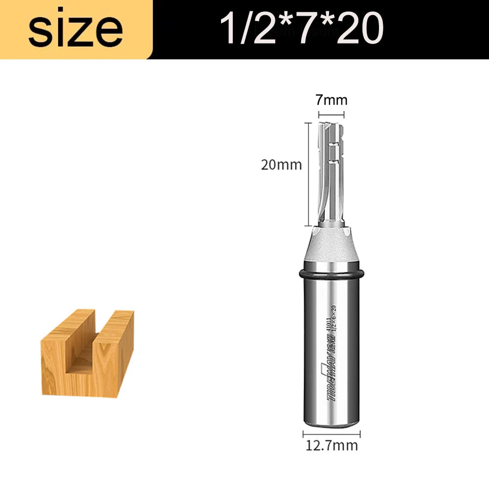 1/2in Shank 3-Flute Straight Router Bit - TCT Trimming & Slotting End Mill