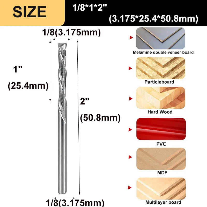 2-Flute Compression Router Bit - Up & Down Cut Carbide End Mill