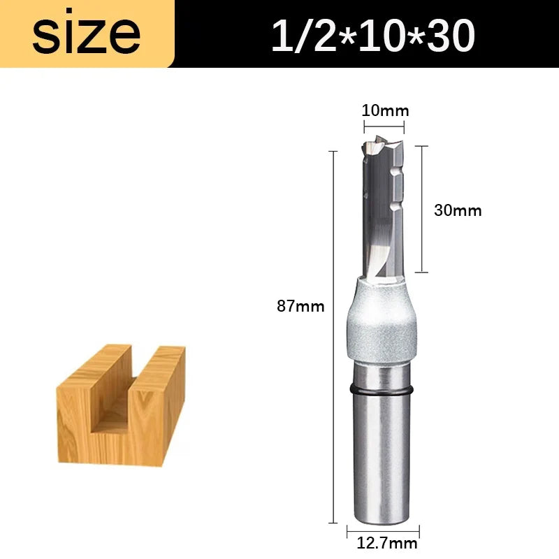 1/2in Shank 3-Flute Straight Router Bit - TCT Trimming & Slotting End Mill