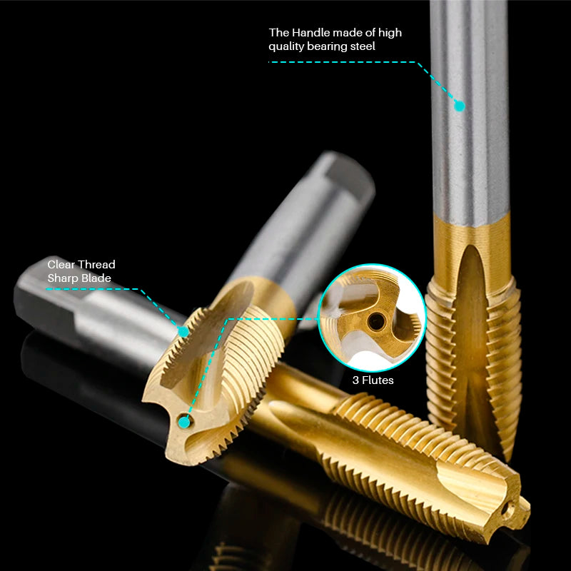 Straight flute HSS metric thread tap with TiN and nano blue coating - image 2 of 8