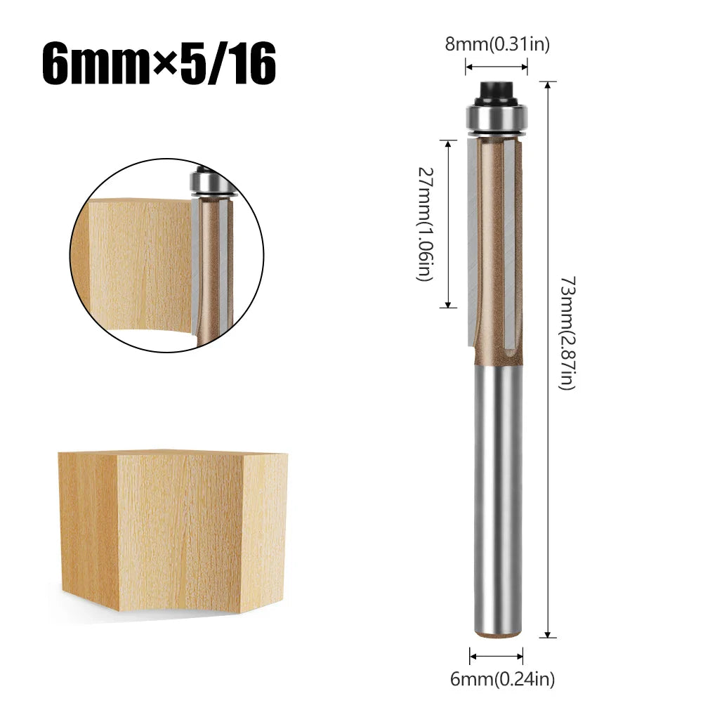 Straight Router Bit with Bearing - Tungsten Carbide