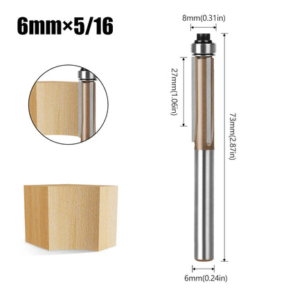 Straight Router Bit with Bearing - Tungsten Carbide