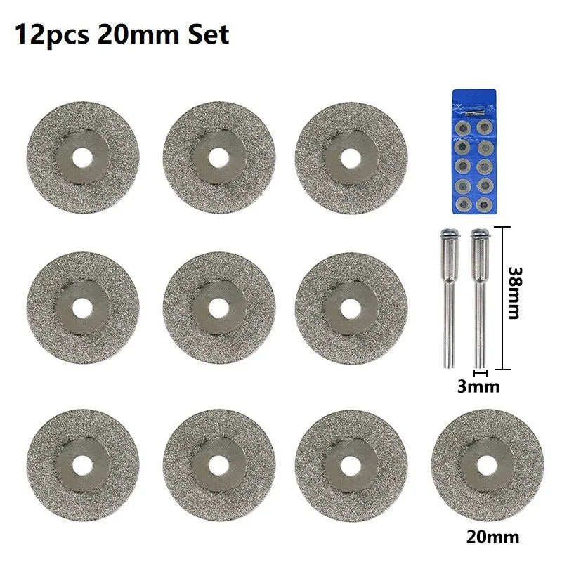 Mini Diamond Saw Blades for Rotary Tools - 16-50mm Cutting Discs, 3mm Shank