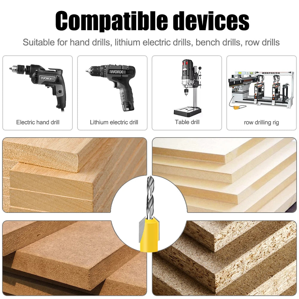 Woodworking Countersink Drill Bit – 8mm/12mm Alloy Step Drill