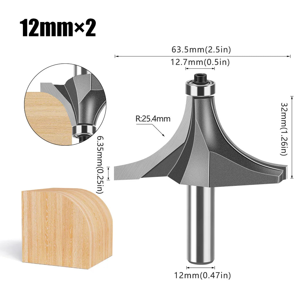 12mm shank round over router bit with bearing - image 19 of 27