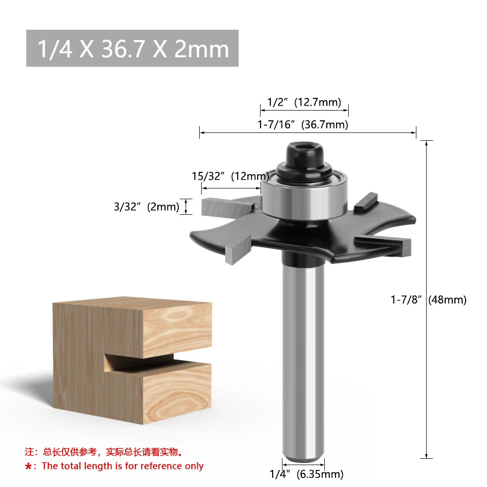 LAVIE 4-Blade T-Slot Cutter – 6mm/6.35mm Shank Jointing Bit