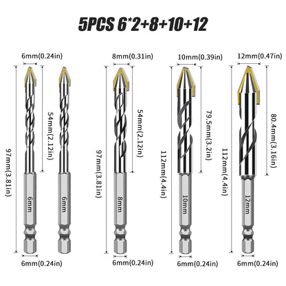 Hex Shank Core Drill Bit Set - Multi-Material Masonry Bits