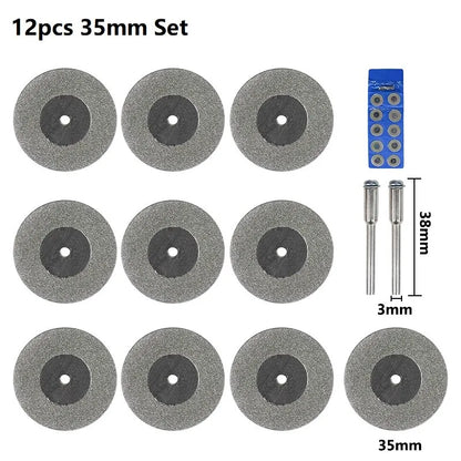 Mini Diamond Saw Blades for Rotary Tools - 16-50mm Cutting Discs, 3mm Shank