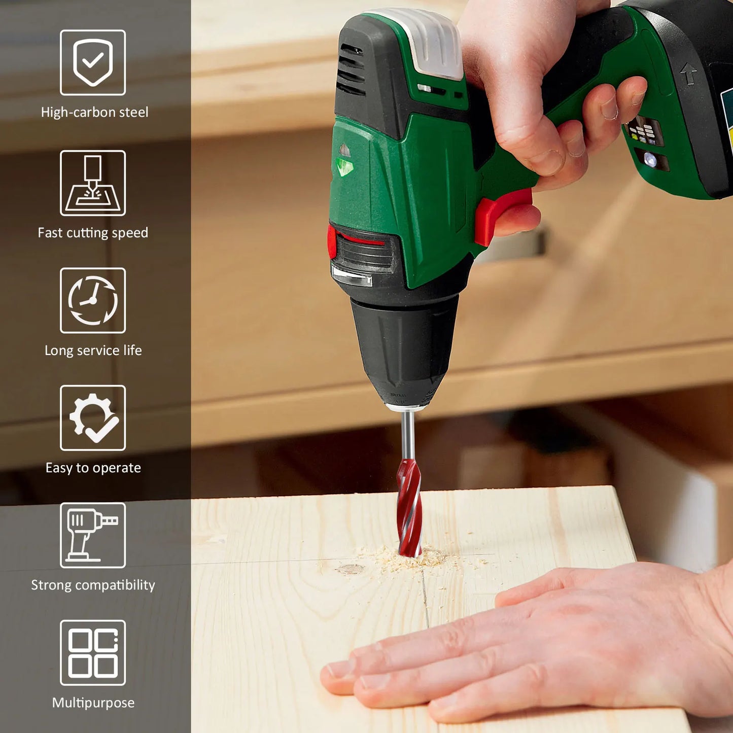 8-Piece Auger Wood Drill Bit Set