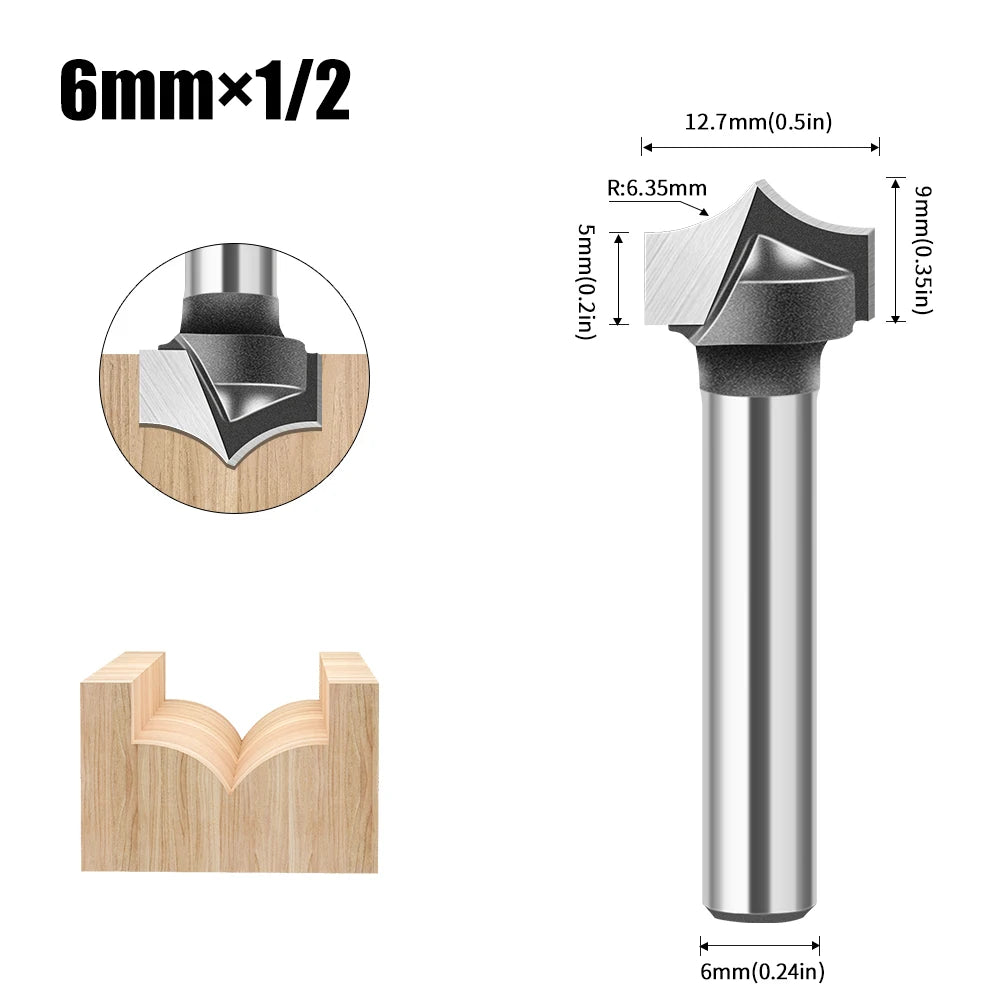 Straight flat bottom router bit with 6mm, 1/4in, 12mm and 1/2in shank - image 12 of 25