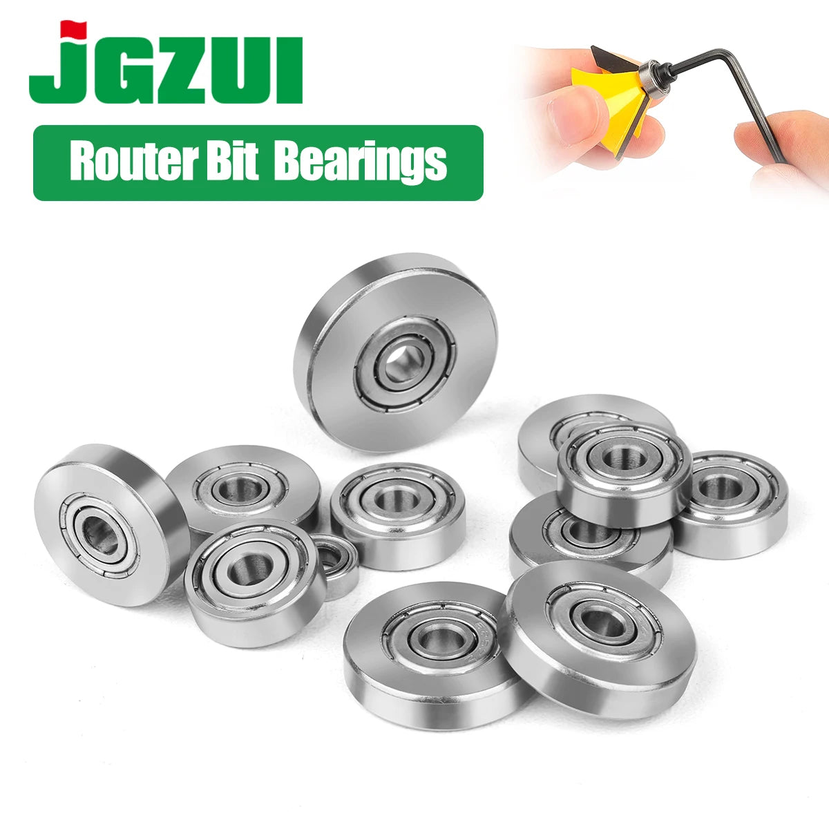 Top-mounted router bit guide bearing