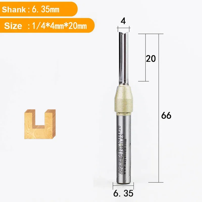 TCT Straight End Mill Router Bit - 1/4in Shank