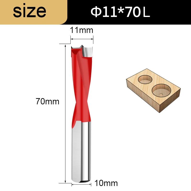 Gang Drill Bit for Wood - 10mm Shank, 70mm Long, Left & Right Rotation