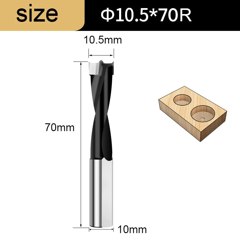 Gang Drill Bit for Wood - 10mm Shank, 70mm Long, Left & Right Rotation