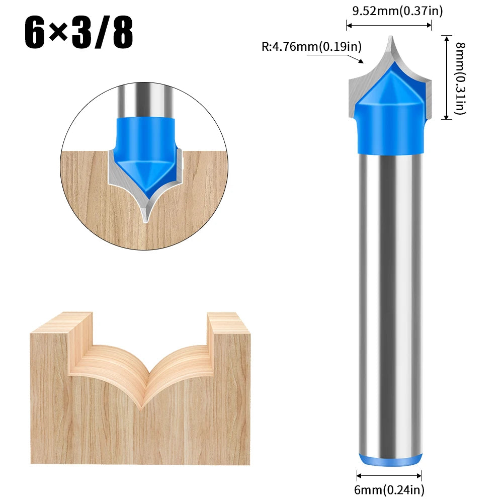 Straight flat bottom router bit with 6mm, 1/4in, 12mm and 1/2in shank - image 14 of 25