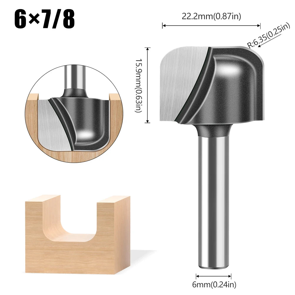 Round bottom double arc router bit with 6mm, 1/4in and 12mm shank - image 19 of 25