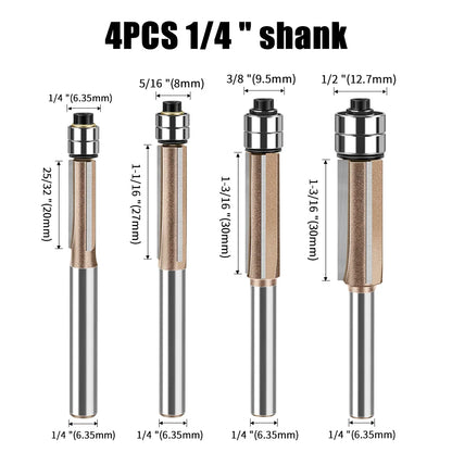 Flush Trim Router Bit – 6mm 3-Flute With Bearing