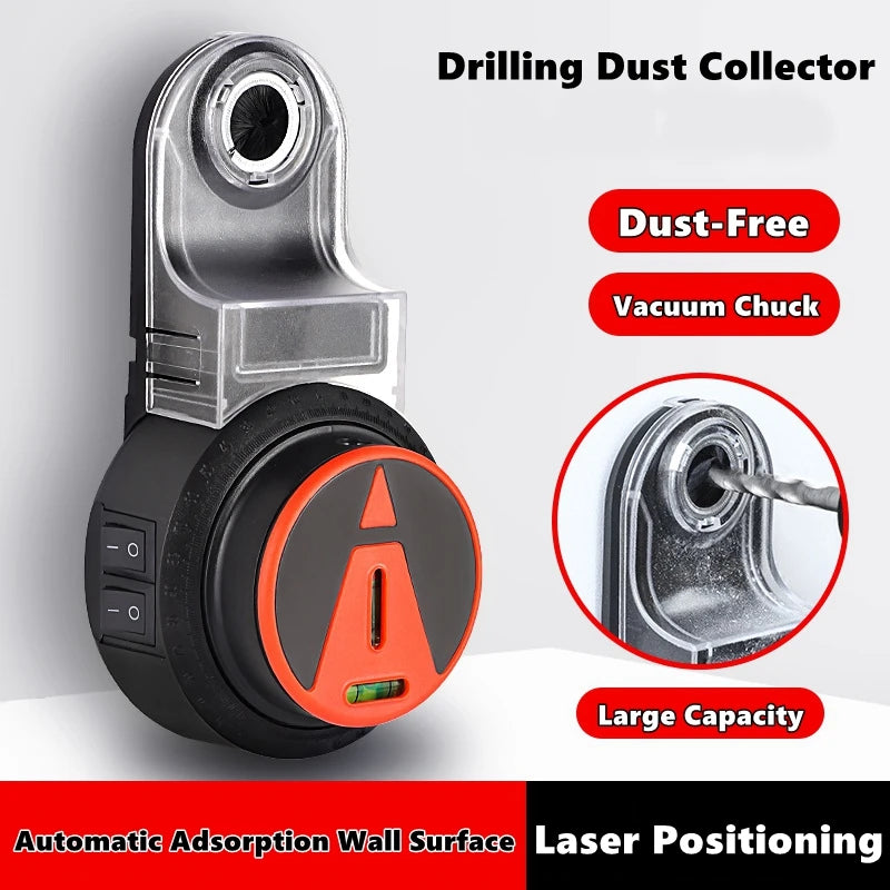 2-in-1 drill dust collector and laser level, 360 degree rotatable