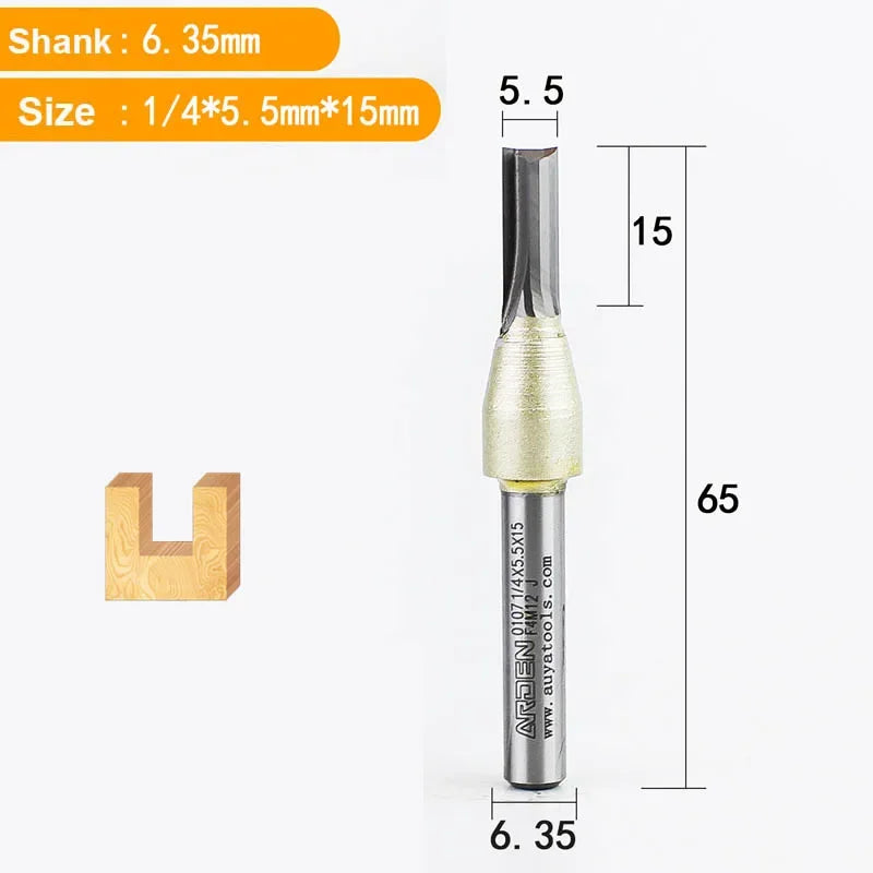 TCT Straight End Mill Router Bit - 1/4in Shank