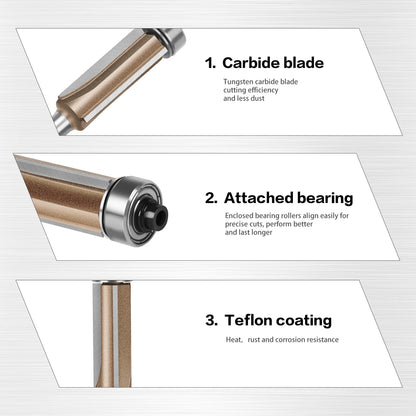 Flush Trim Router Bit – 6mm 3-Flute With Bearing