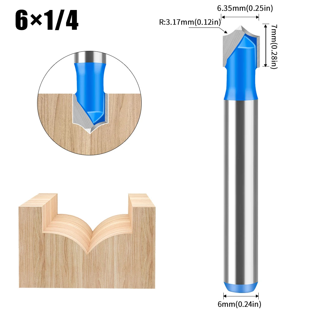 Straight flat bottom router bit with 6mm, 1/4in, 12mm and 1/2in shank - image 20 of 25