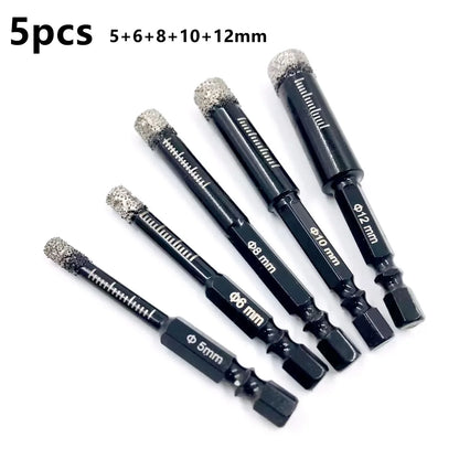 Diamond Drill Bit Hole Saw – 5-16mm Hex Shank, Dry Tile Drilling