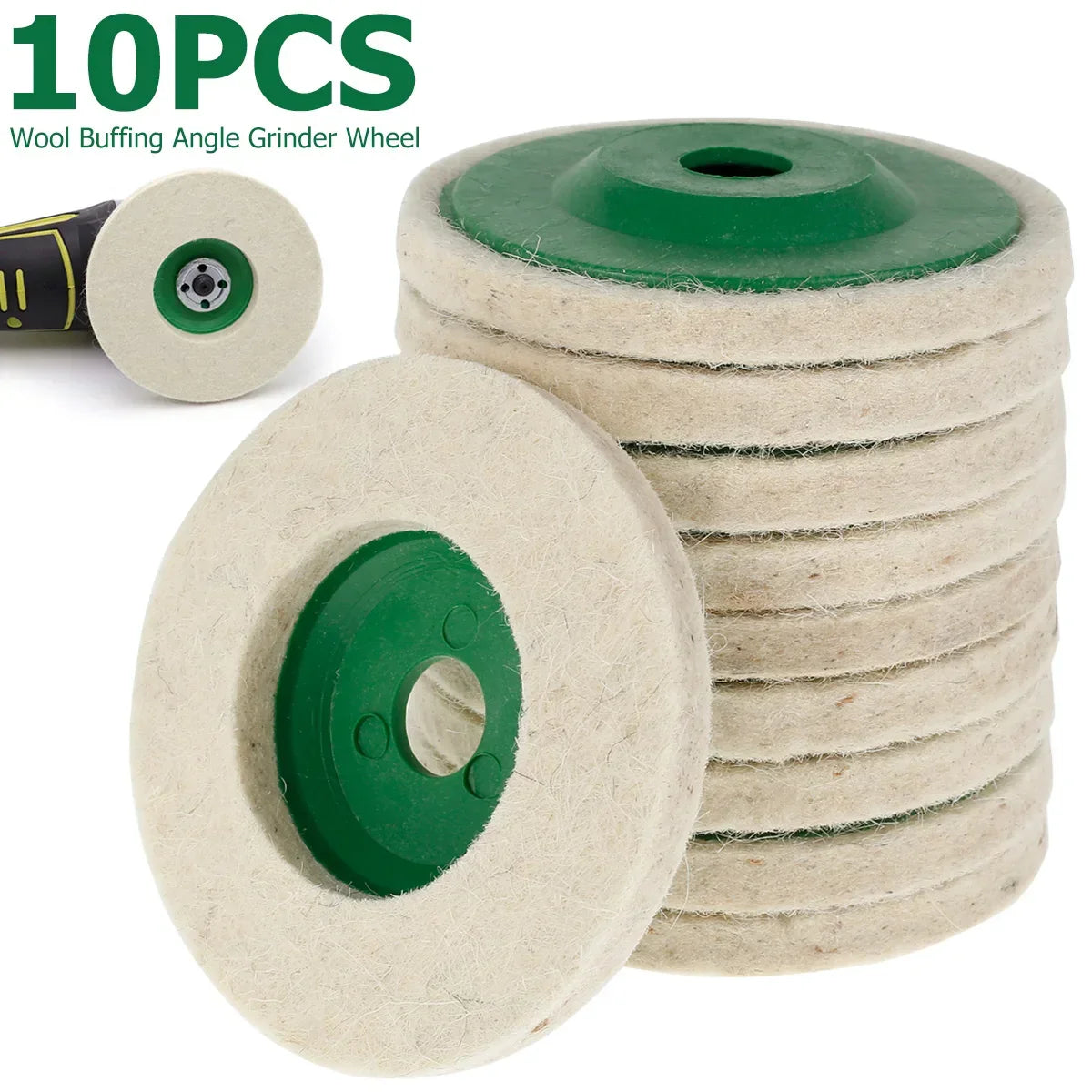 Wool Polishing Disc Set, 100mm 10-pack
