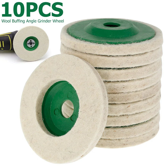 Wool Polishing Disc Set - 100mm, 10-Pack