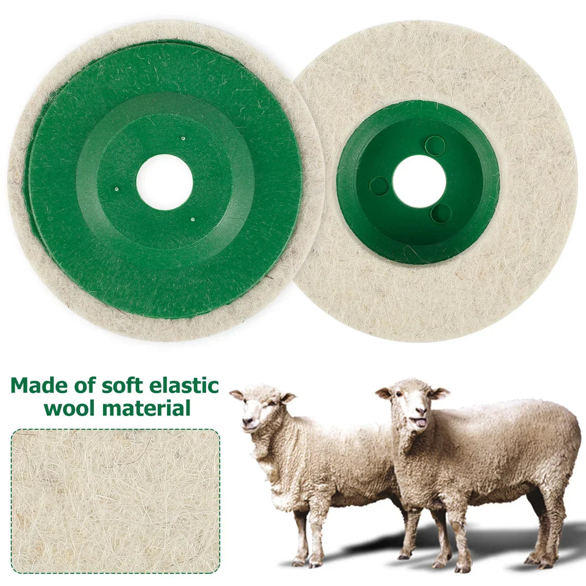 Wool Polishing Disc Set, 100mm 10-pack