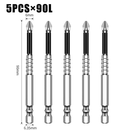 Non-Slip Magnetic Cross Head Screwdriver Bits - K5, 25-150mm Lengths