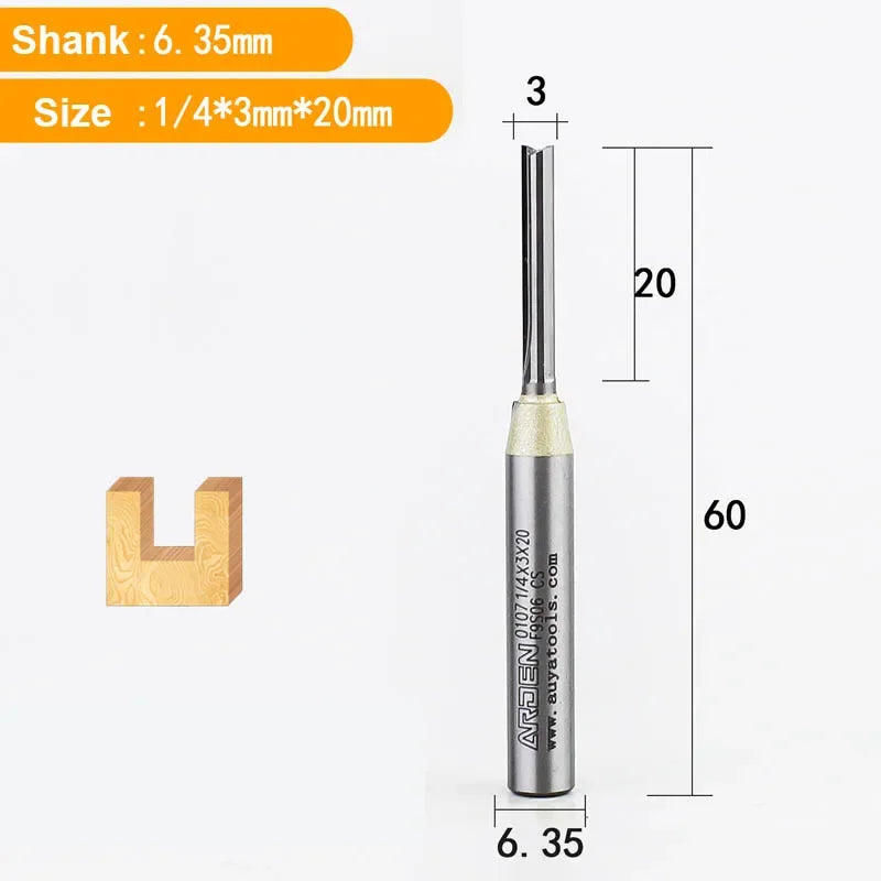 TCT Straight End Mill Router Bit - 1/4in Shank