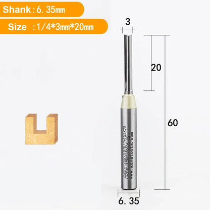 TCT Straight End Mill Router Bit - 1/4in Shank