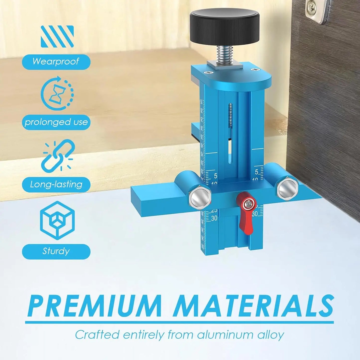 Cabinet Door Mounting Jig – 3-in-1 Adjustable Aluminum Alloy Positioner