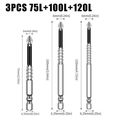 Non-Slip Magnetic Cross Head Screwdriver Bits - K5, 25-150mm Lengths
