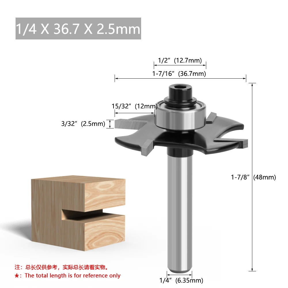 LAVIE 4-Blade T-Slot Cutter – 6mm/6.35mm Shank Jointing Bit