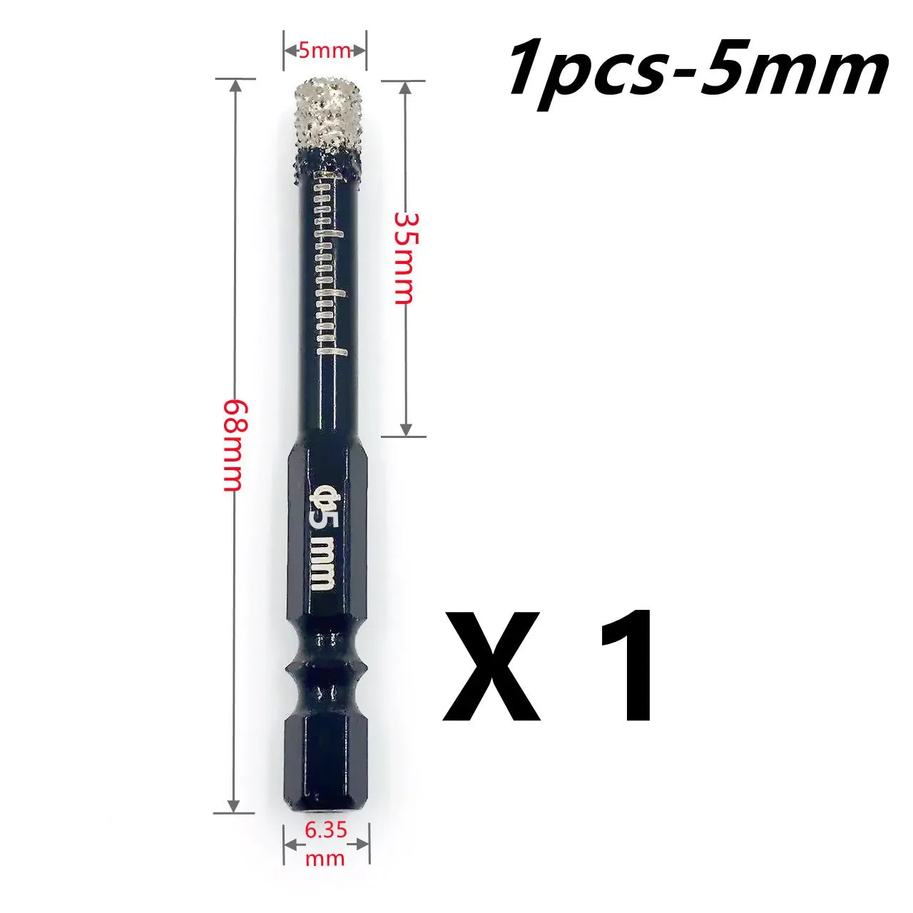 Diamond Drill Bit Hole Saw – 5-16mm Hex Shank, Dry Tile Drilling