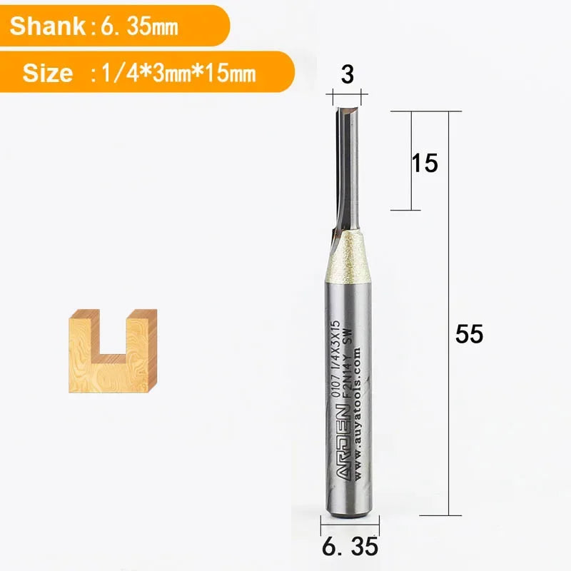 TCT Straight End Mill Router Bit - 1/4in Shank
