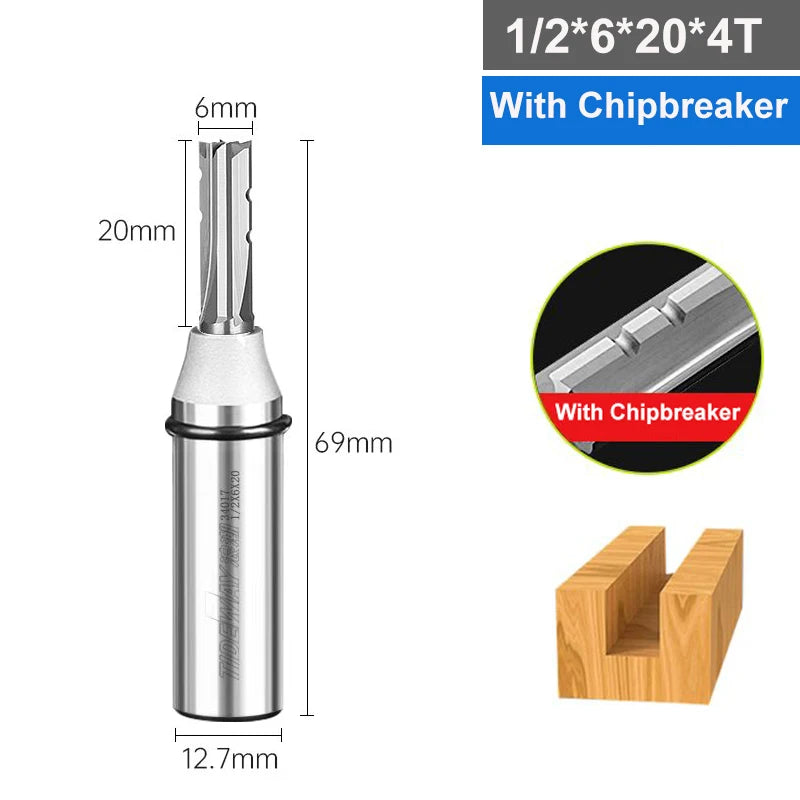 Tideway 4-Flute TCT Straight Router Bit – CNC Carbide Milling Cutter